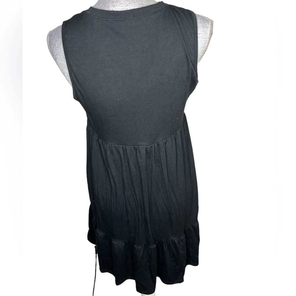 Berydress Women's Casual Boho Beach Summer Mini Dresses Crew Neck Black Medium - Picture 2 of 4
